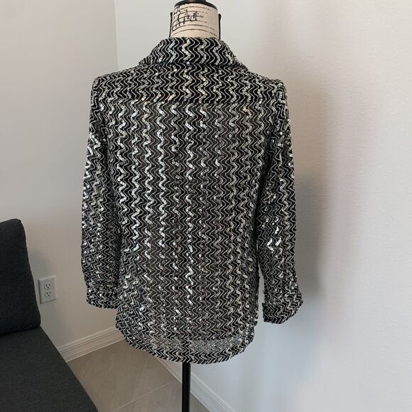 Vintage Lee Jordan 1970s Sequin Open Blazer Size 6-8 - Picture 4 of 10